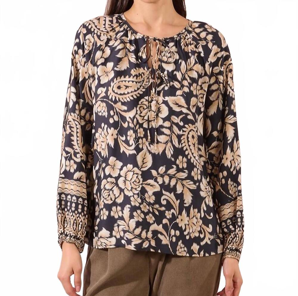 NEW MOLLY BRACKEN long balloon sleeves woven blouse in black tania